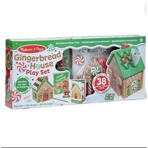 Melissa and Doug 38pc Wooden Gingerbread House Playset Christmas Holiday Toy NEW